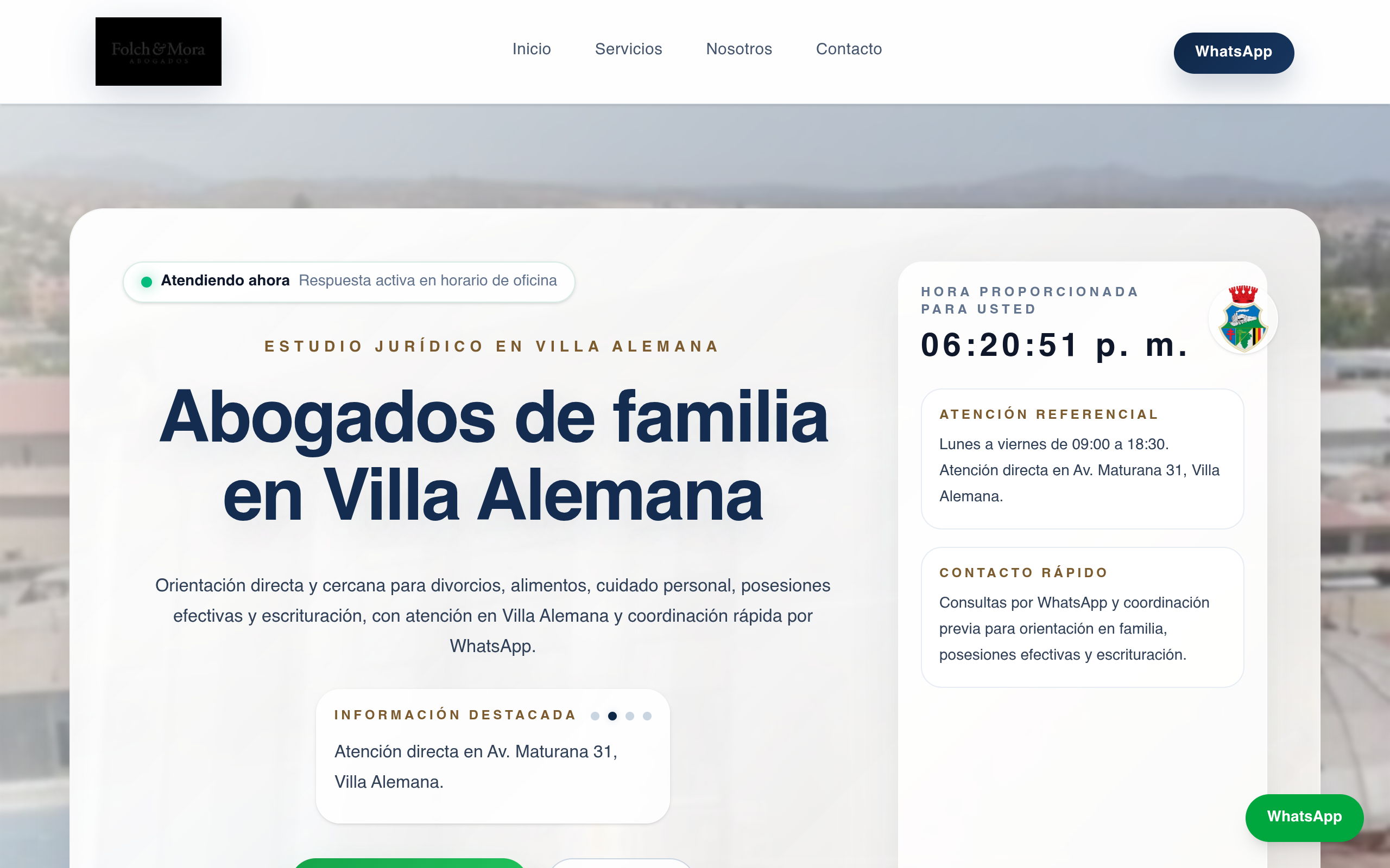Captura del sitio web de Folch & Mora Abogados